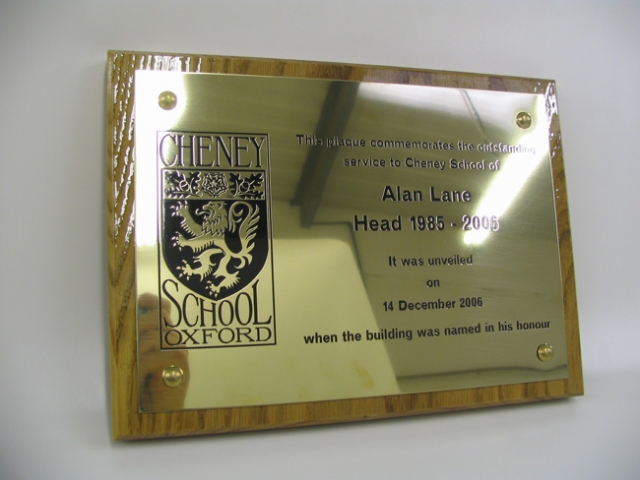 brass engraved plaque with backing board Oxford London