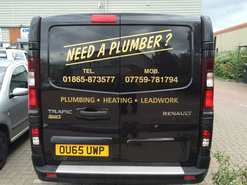 gold vinyl plumbers vehicle signage Oxford