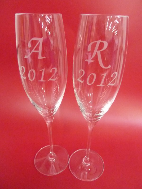 engraving champagne glasses wedding gifts Oxford London