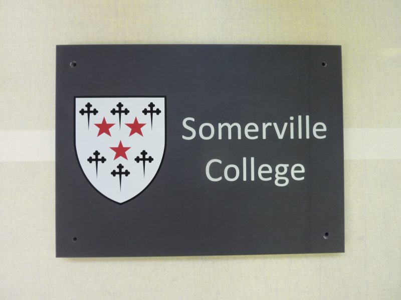 slate plaque with engraved lettering painted Oxford