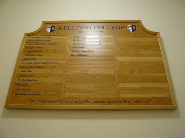 benefactor boards college wooden signs Oxford Cambridge London